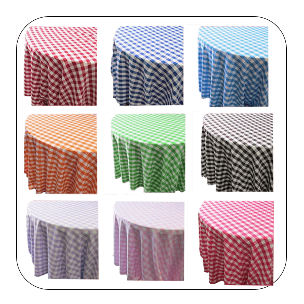 Checkered one inch Tablecloth - 120'' Round