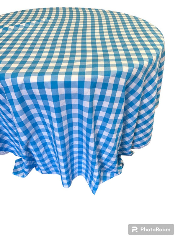 Checkered one inch Tablecloth - 120'' Round