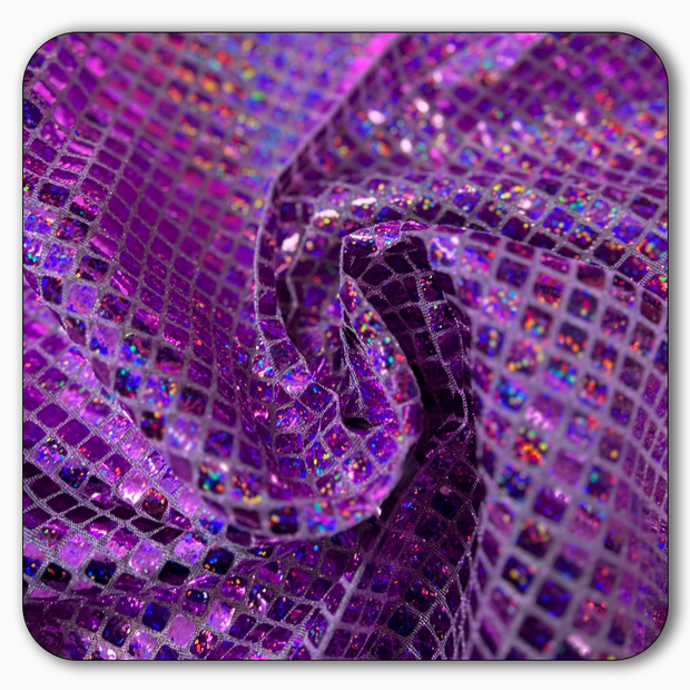 Hologram Square Sequin Fabric - Sold by the Yard