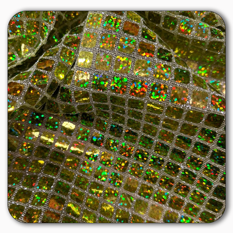 Hologram Square Sequin Fabric - Sold by the Yard