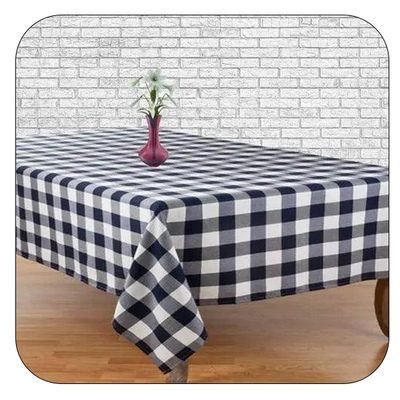 Gingham Checkered Poly Poplin Tablecloth - Rectangular - 60"x120" - Black/White
